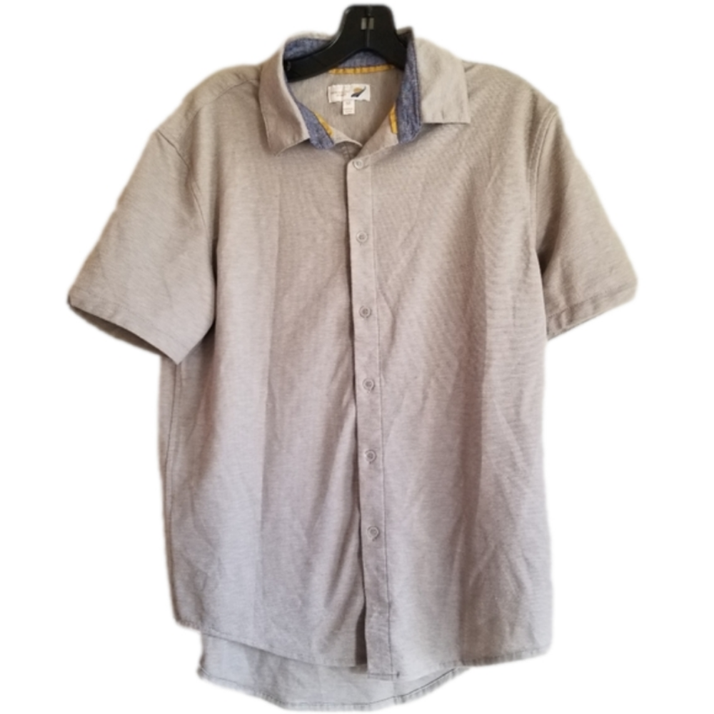 Fundamental Coast Casual Button Down Collared Shirt Taupe Size Medium